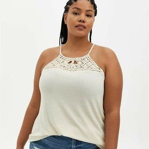 Torrid Sand High Neck Macrame Tank 3X NWT